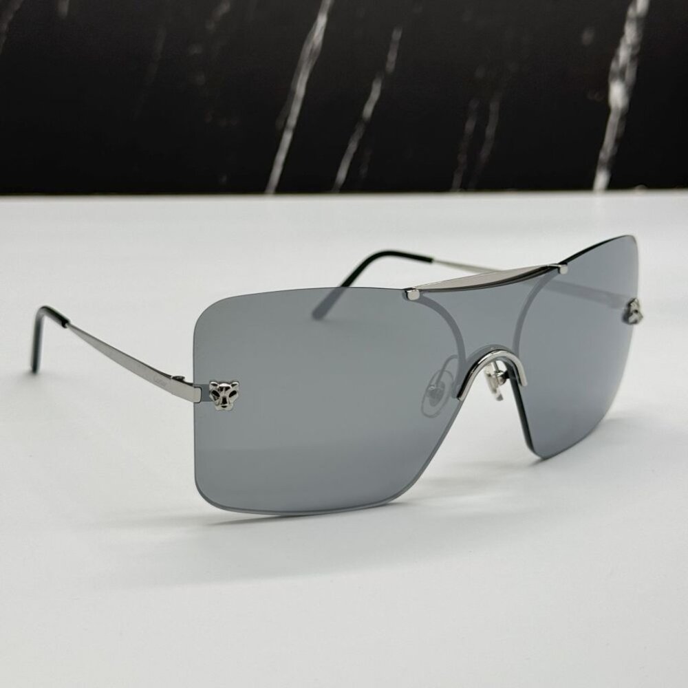 NEW CARTIER CT0023S 001 WOMEN SILVER SHIELD SUNGLASSES CARTIER CT0023S 001